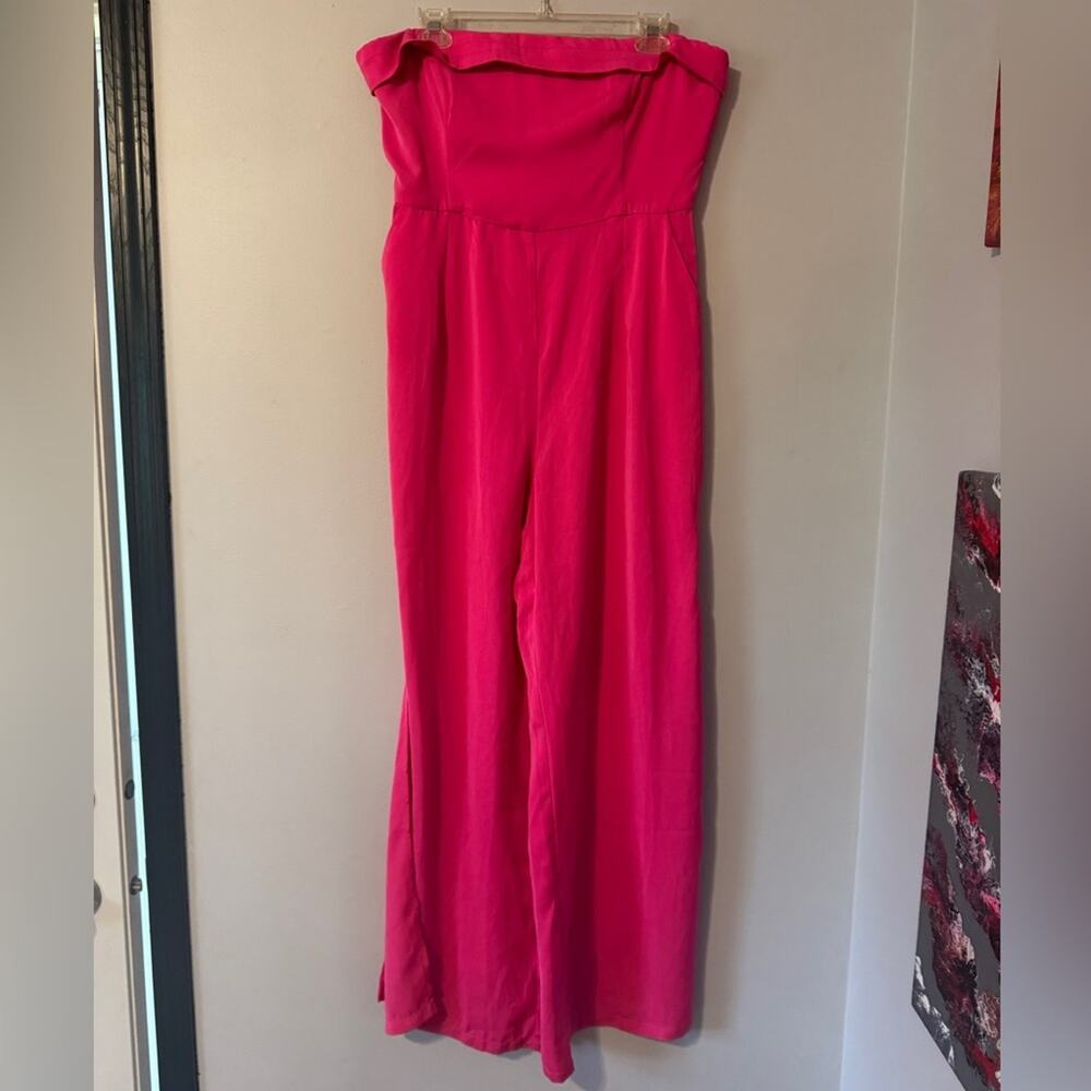RNWY Vibrant Pink Strapless Wide Leg Jumpsuit in size 10